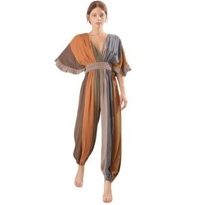 Storia Dark Color Block Dolman Sleeve Jumpsuit M